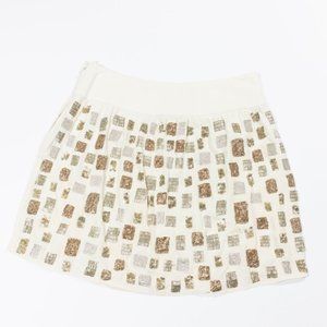 Club Monaco Lynn Gold Sequin Embellished Silk Chiffon Mini Skirt 00